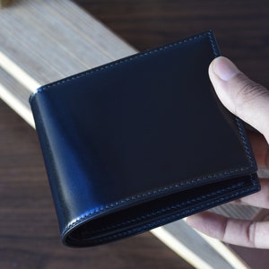 Cartera plegable de cordobán con carcasa completa. Cartera de cuero para hombre.