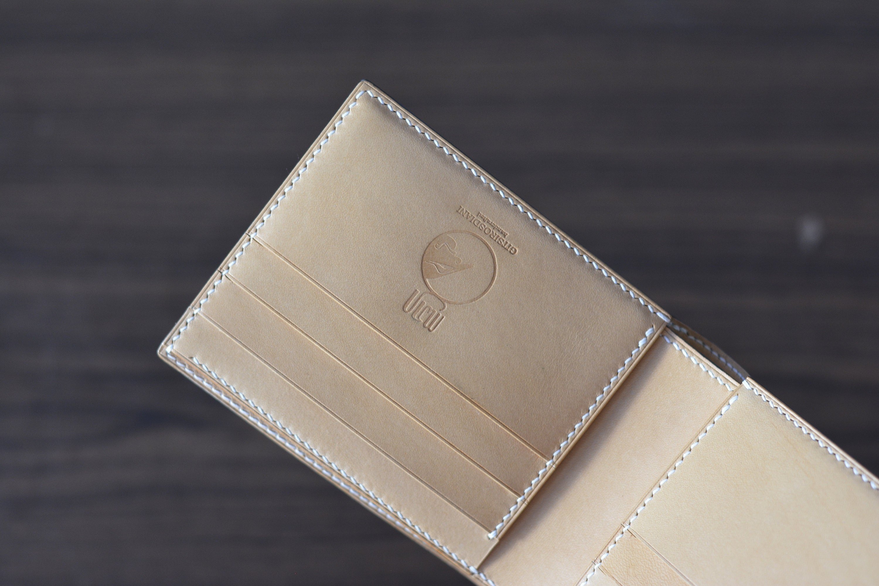 Navy Blue Shell Cordovan and Buttero Leather Bifold Wallet Navy Blue Shell Cordovan and Buttero Leather Bifold Wallet