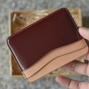 Shell Cordovan Card Holder. Minimalist Wallet. Front Pocket Wallet.