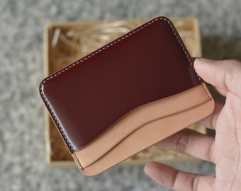 Shell Cordovan Card Holder. Minimalist Wallet. Front Pocket Wallet.