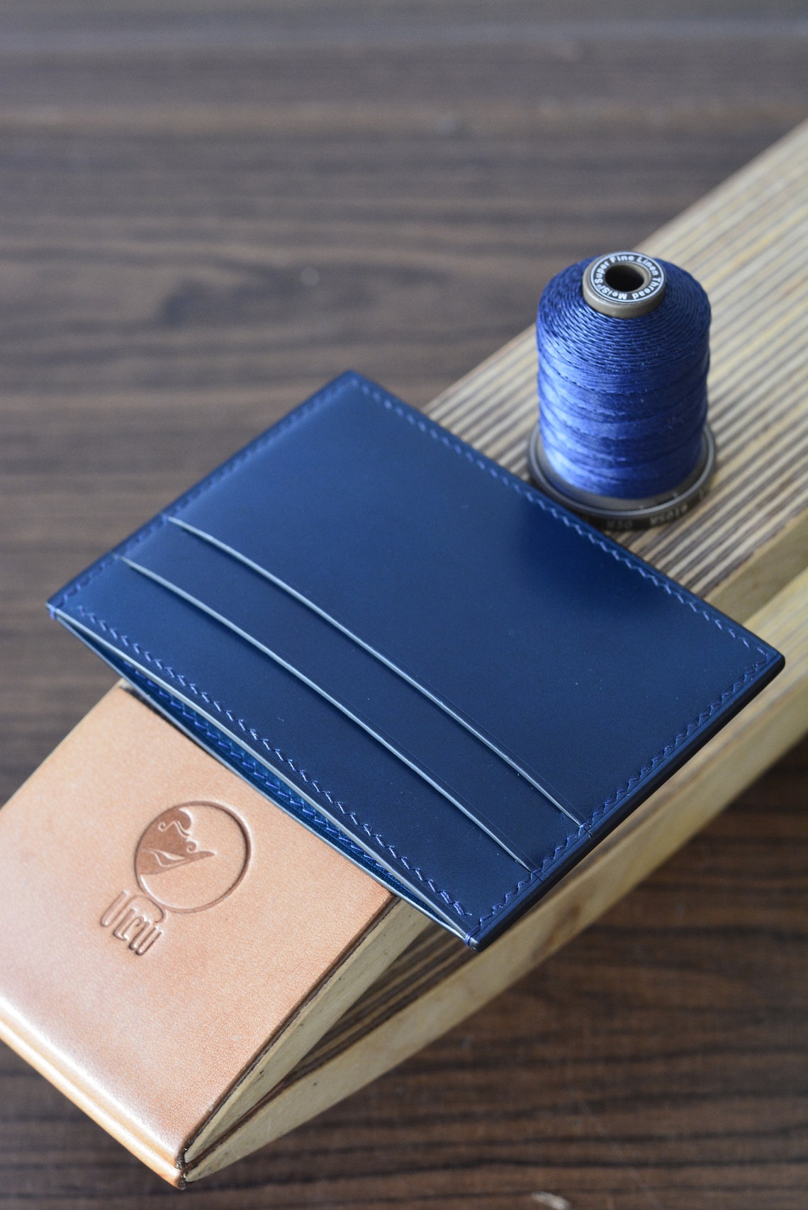 Cathayana - Navy and Gold Peacock Card Holder main image 0