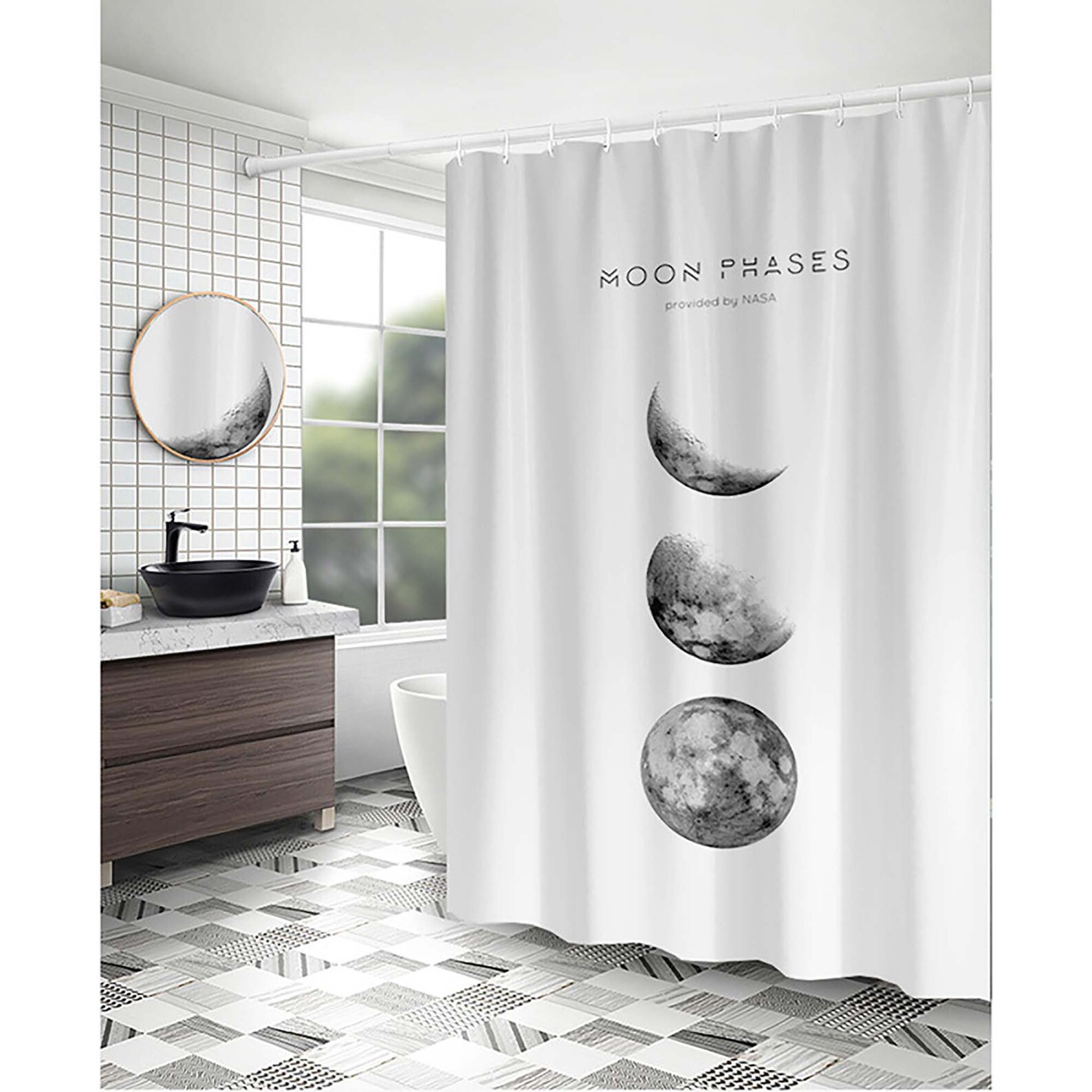Moon Phase Shower Curtain Moon Phase Decor Boho Shower Etsy