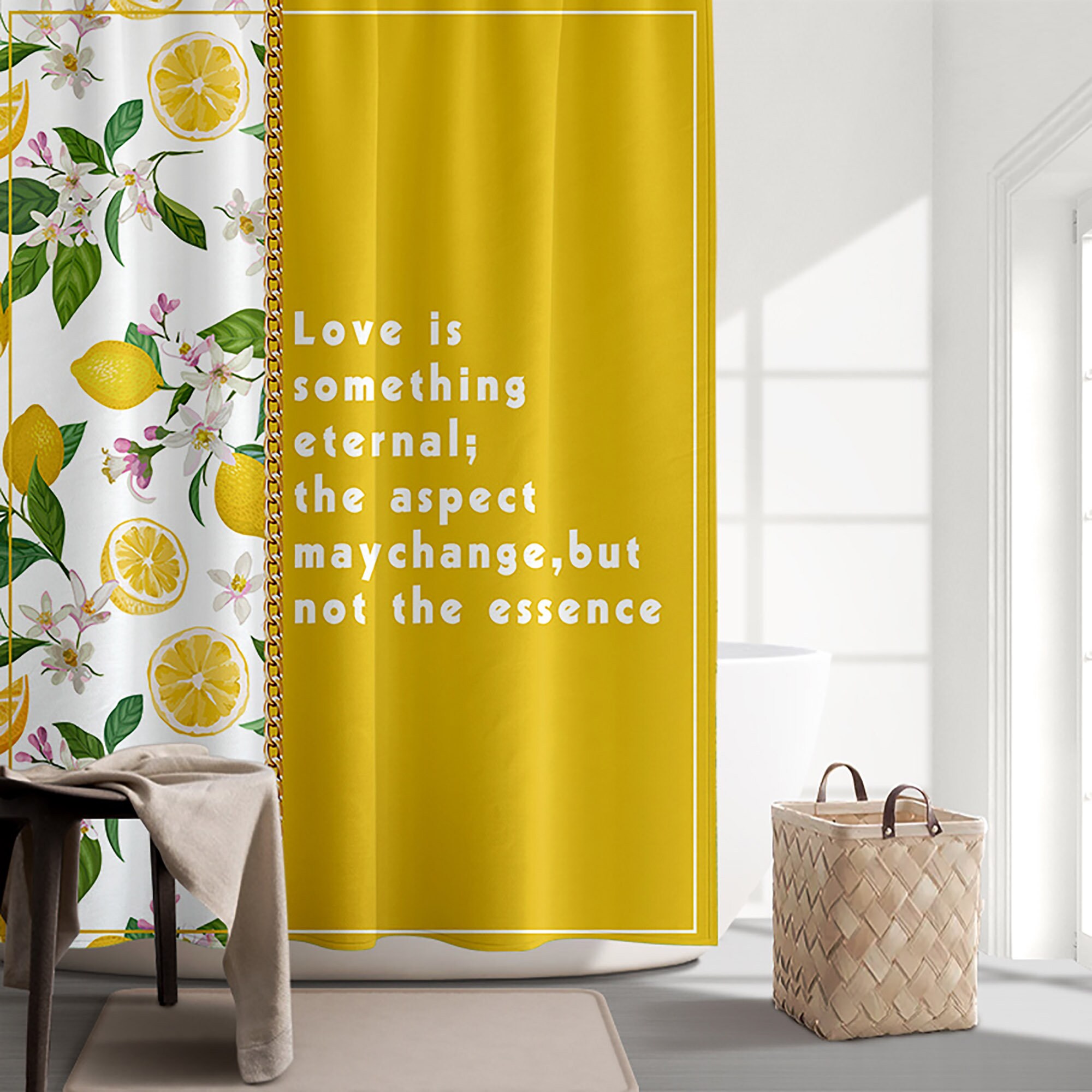 Lemon Shower Curtains Fruits Shower Curtain Waterproof Fabric Etsy