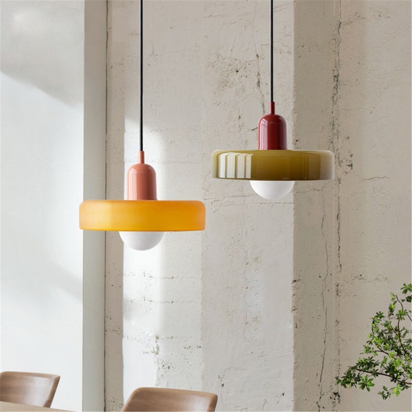 Minimalist Glass Pendant Light, Mid Century Vintage Lamp, Kitchen Hanging Light, Nordic Coloful Ceiling Light, Modern Home Ceiling Fixture