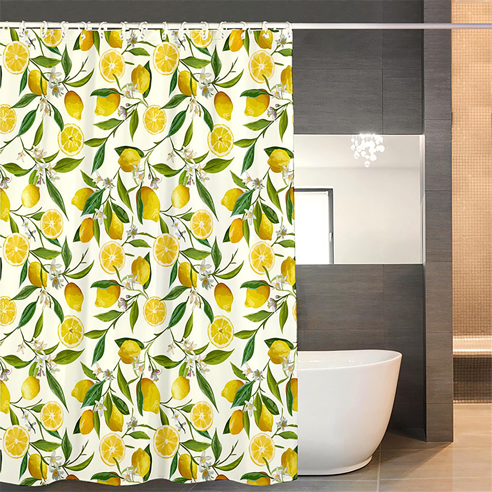 Lemon Shower Curtain Set Fresh Fruit Waterproof Polyester Etsy UK