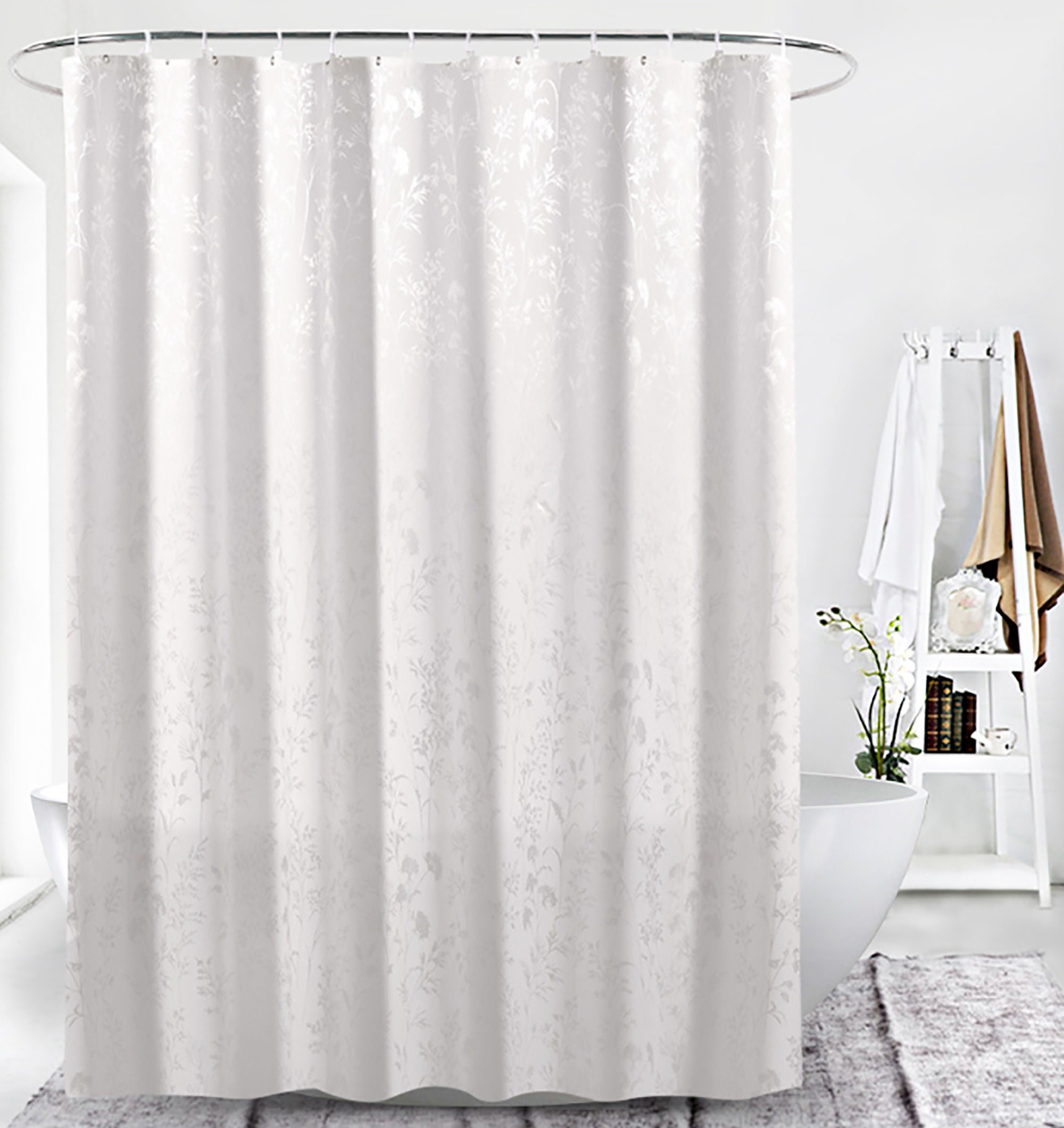 White Shower Curtain Printed Shower Curtain Stylish And Etsy