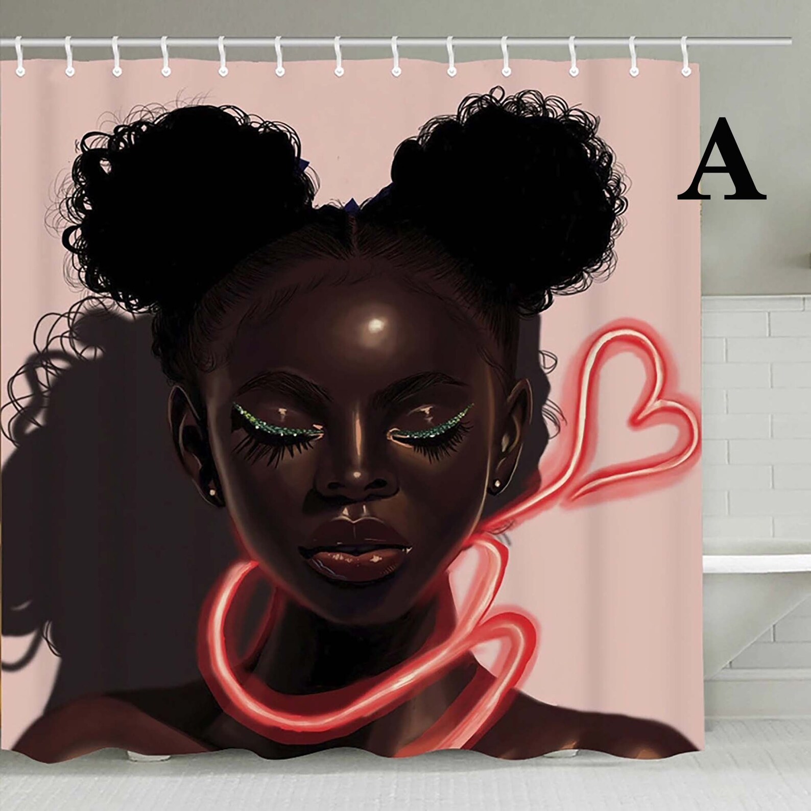African Girl Shower Curtain Set Black African Woman Girl Etsy