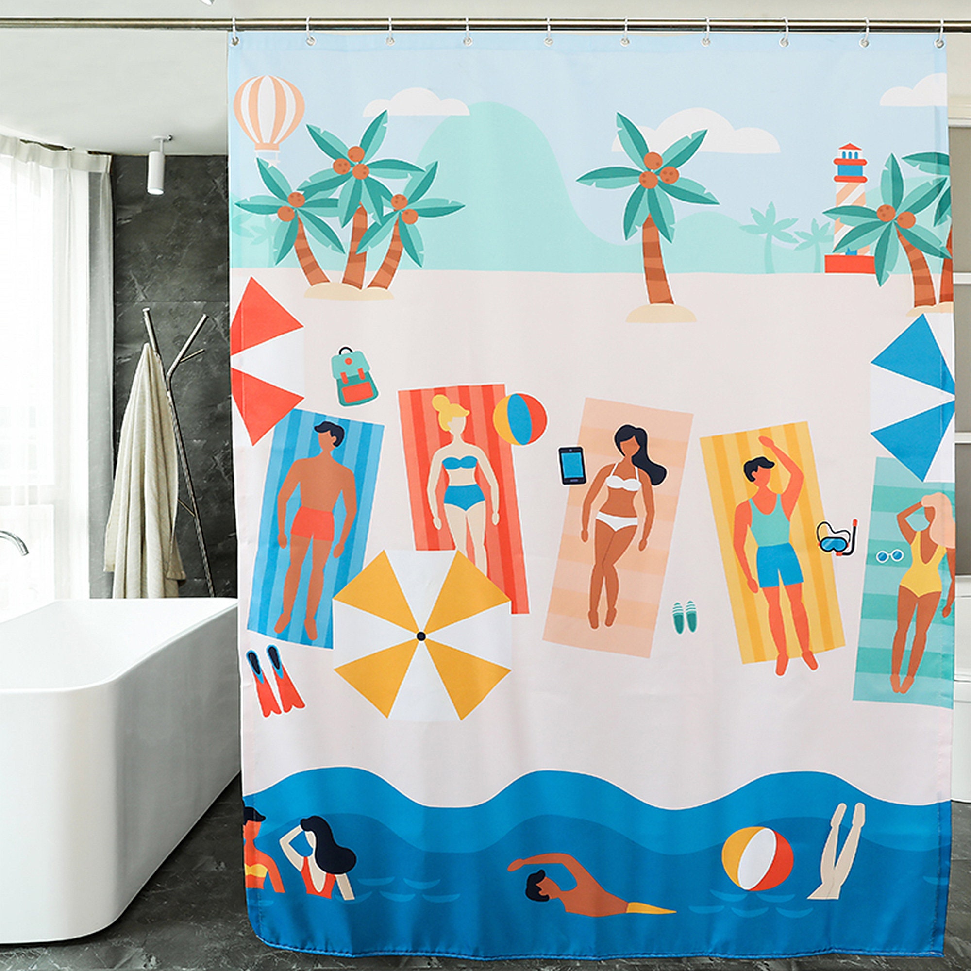 Summer Beach Shower Curtain European Shower Curtain Etsy