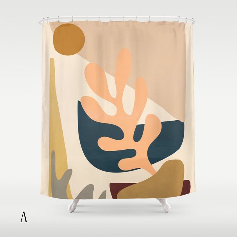 Abstract Shower Curtain Geometric Color Block Shower Curtain Etsy