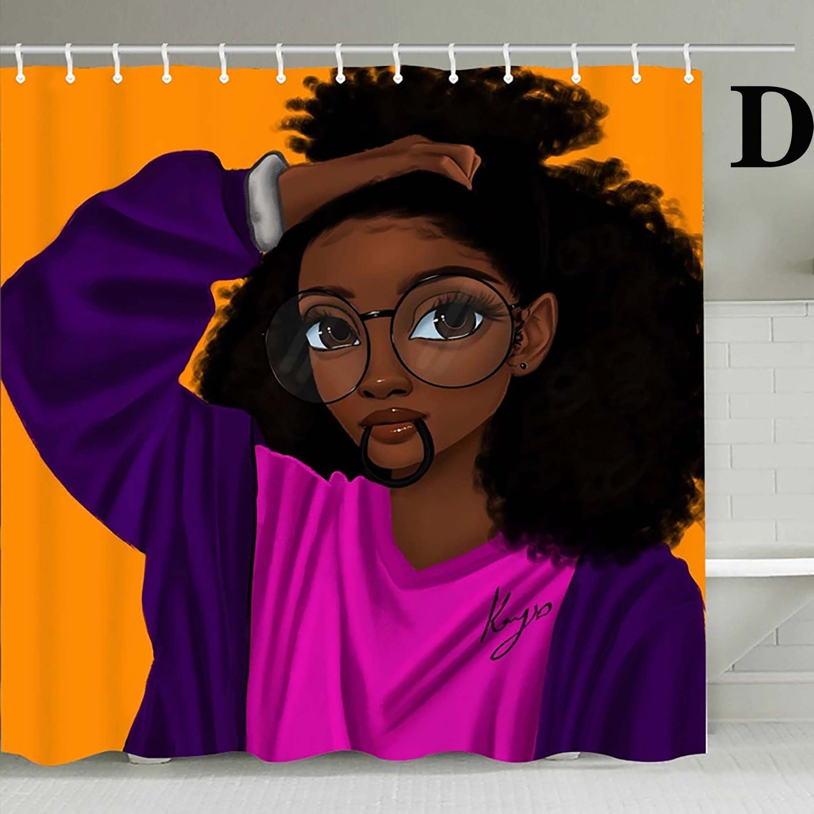 African Girl Shower Curtain Set Black African Woman Girl Etsy