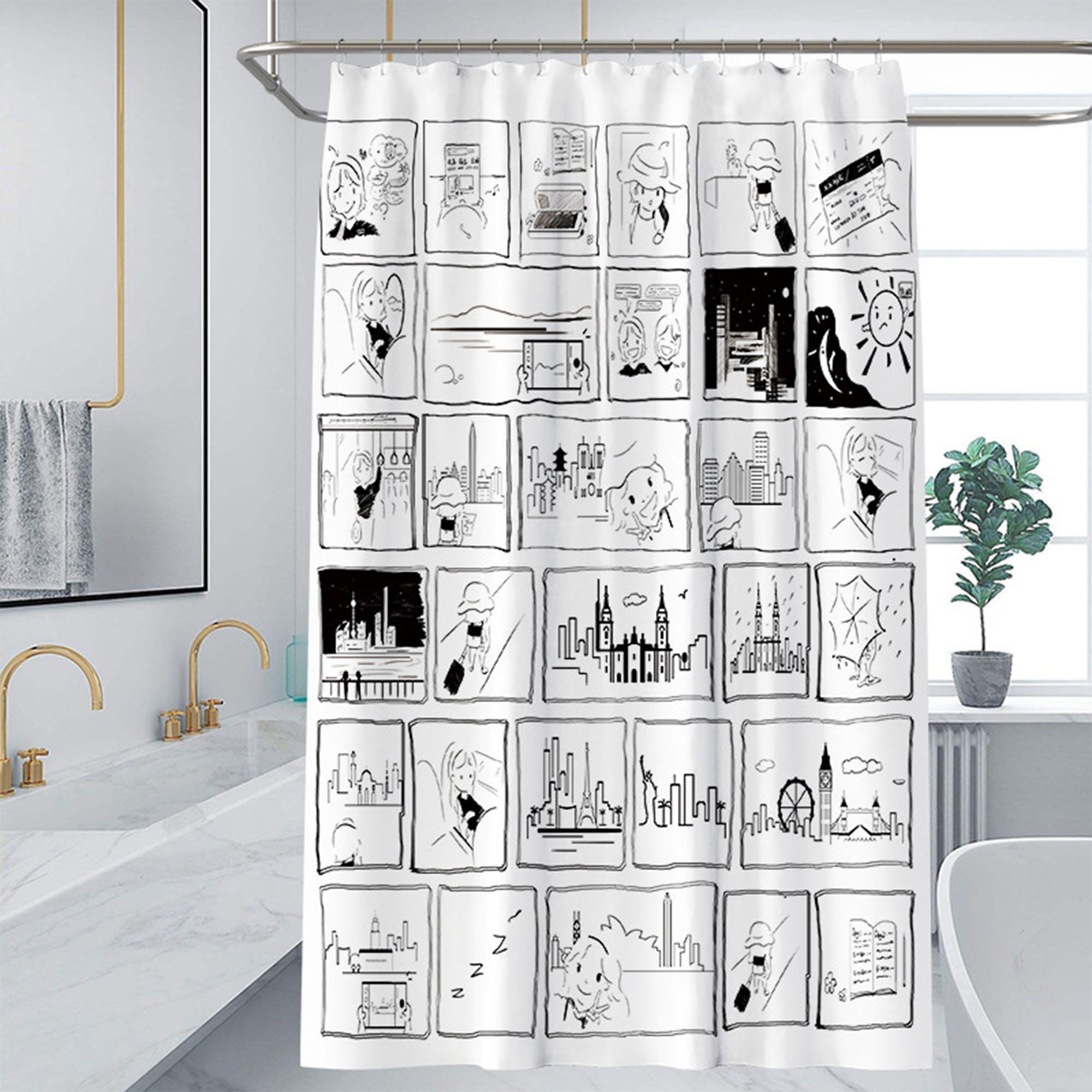 Abstract Shower Curtain Comic Shower Curtain Waterproof Etsy