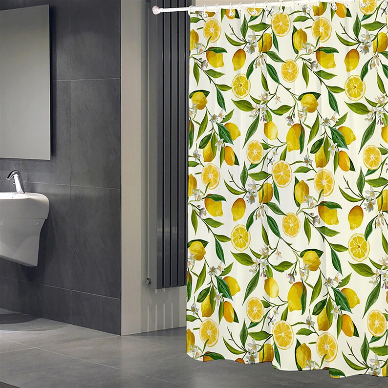 Lemon Shower Curtain Set Fresh Fruit Waterproof Polyester Etsy