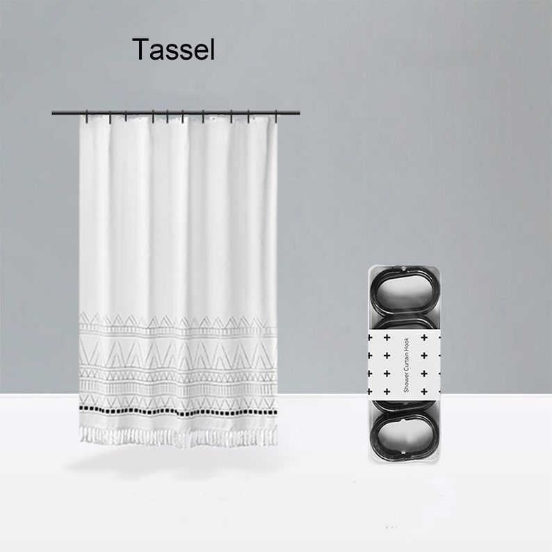 Tassel Shower Curtain Ethnic Style Shower Curtain Waterproof Etsy
