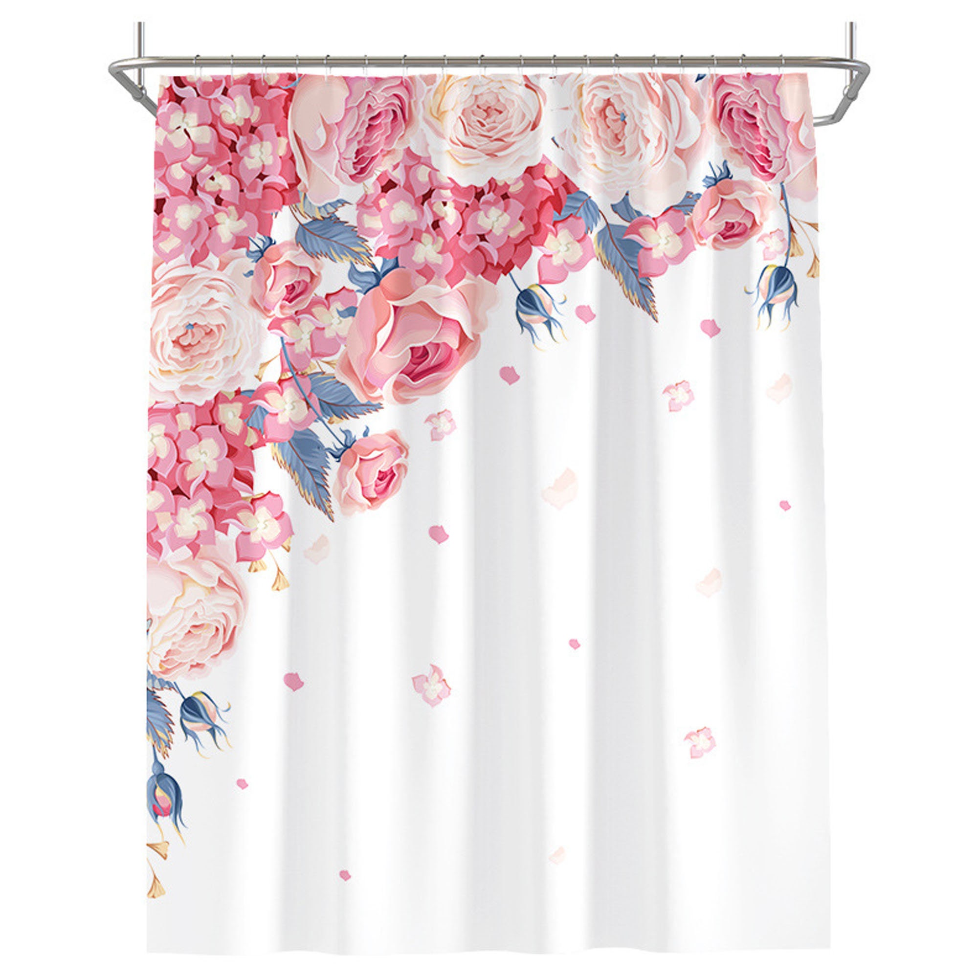 Pink Flower Shower Curtain Bathroom Partition Shower Curtain Etsy