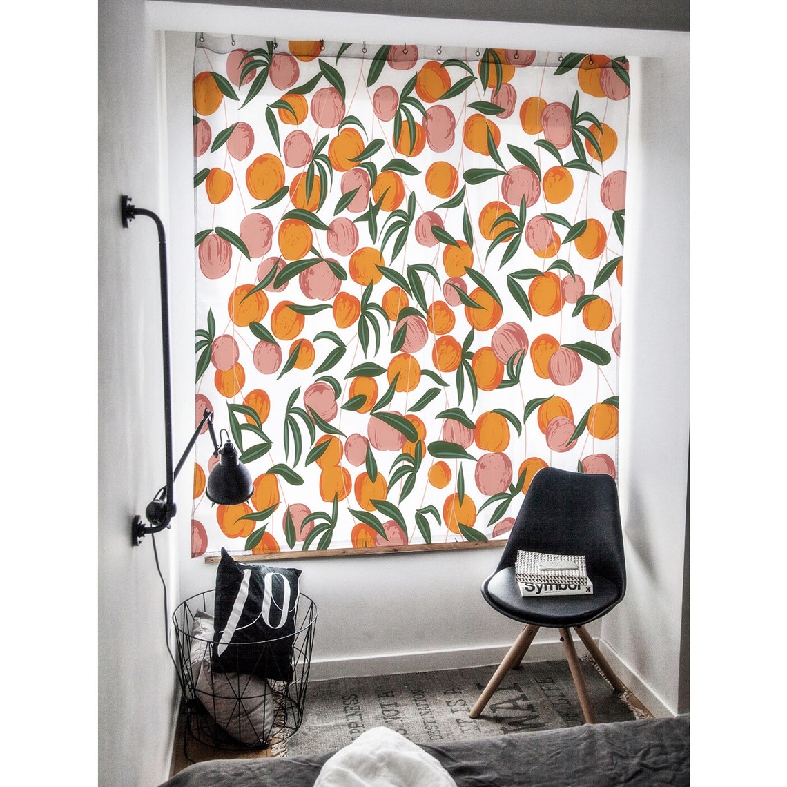 Peach Shower Curtains Fruit Citrus Peach Thick Fabric Etsy