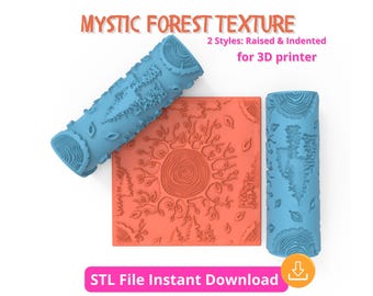 Rodillo de textura de árbol forestal STL: patrón de bosque profundo para arcilla polimérica y cerámica