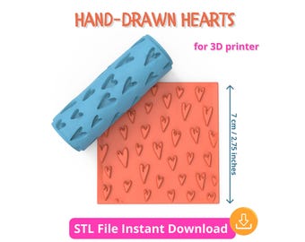 Rodillo con textura de corazón STL: patrón imprimible en 3D para el Día de San Valentín para arcilla y manualidades