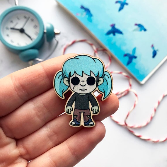 Sally Face game wooden broochpin handmade
