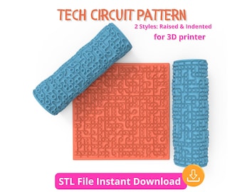 Tech Circuit Pattern – 3D STL File for Polymer Clay & Crafts | Texture Roller for 3D Printing