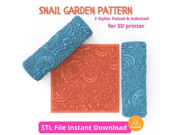 Rodillo de textura de caracol y flores STL - Rodillo de impresión profunda para arcilla polimérica, cerámica, herramienta imprimible en 3D