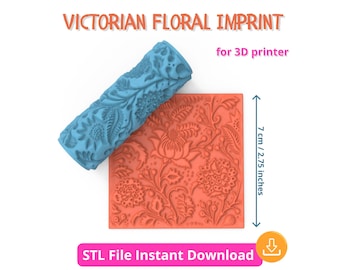 Rodillo de textura floral STL: patrón imprimible en 3D con impresión profunda para arcilla y cerámica
