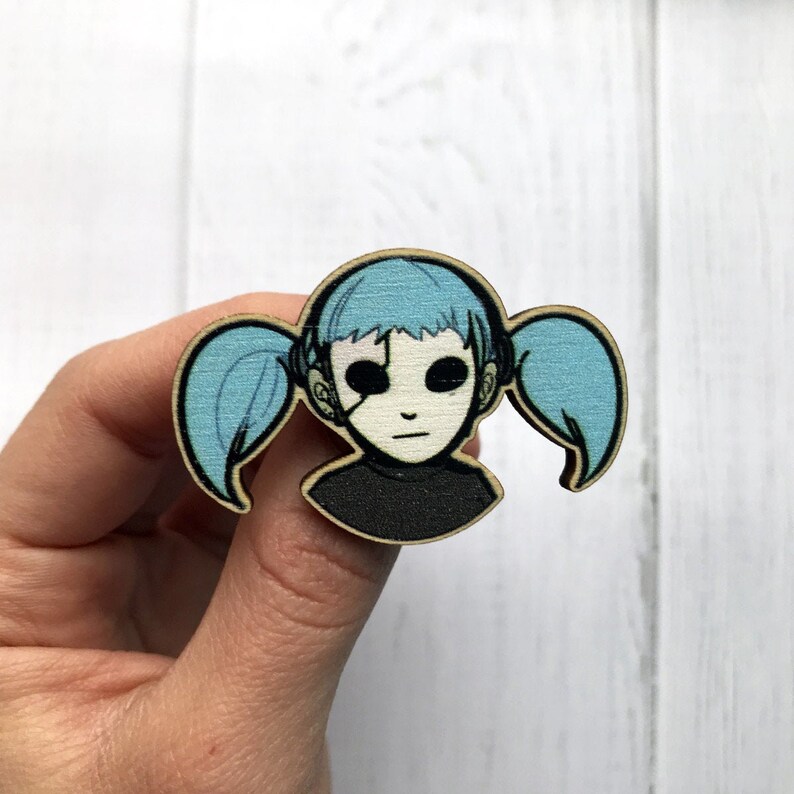 Sally Face game wooden broochpin handmade