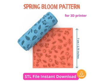 Rodillo texturizado Spring Bloom STL: rodillo de amasar imprimible en 3D con impresión profunda para arcilla, cerámica y manualidades