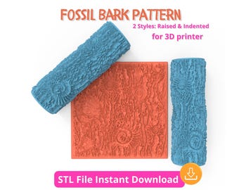 Rodillo de textura de corteza fósil STL - Rodillo imprimible en 3D para arcilla polimérica y cerámica / Herramienta de arcilla para impresión fósil