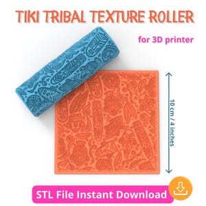ティキ トライバル テクスチャ ローラー STL – ポリマー クレイ用の 3D プリント可能なテクスチャ ローラー、深い刻印デザイン