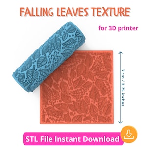 葉っぱ模様のテクスチャローラー STL – ポリマー粘土、陶器、工芸品用の 3D プリント可能な麺棒