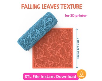 Rodillo con textura de hojas en formato STL: rodillo imprimible en 3D para arcilla polimérica, cerámica y manualidades