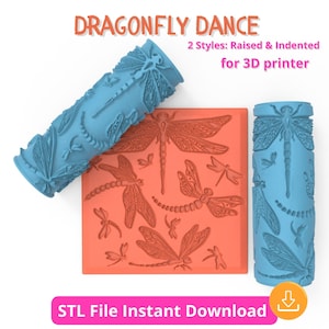 Dragonfly Pattern – 3D STL File for Polymer Clay & Ceramics | Texture Roller for 3D Printing
