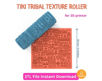 Town Texture Roller STL – Deep Engraved 3D Printable Roller for Polymer Clay & Pottery