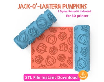 Archivo STL de rodillo texturizado de calabaza de Halloween: patrón de calabaza imprimible en 3D para arcilla polimérica y cerámica