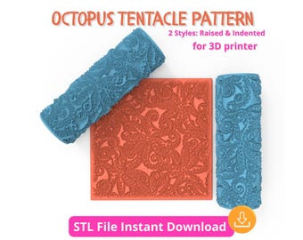 Rodillo de textura de tentáculo de pulpo (STL): Rodillo de impresión profunda para arcilla polimérica, cerámica, herramienta imprimible en 3D