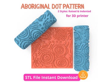 Rodillo de textura de puntos aborígenes (STL): Rodillo imprimible en 3D con impresión profunda para proyectos de arcilla polimérica, cerámica y alfarería.