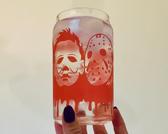 Scary Movie Horror Film Cup / Beer Can Horror Glass / Horror Movie Tumbler / Scary Movie Fan Gift / Halloween Movies / Color Changing Iced