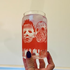 Scary Movie Horror Film Cup / Beer Can Horror Glass / Horror Movie Tumbler / Scary Movie Fan Gift / Halloween Movies / Color Changing Iced