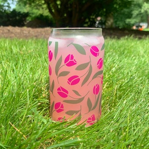 Florale Farbwechsel Kalte Tasse / Frühling Bierdasse Glas / Blumenliebhaber Tumbler / Geschenk für sie / Farbwechsel Eis / Tulpe EiskaffeeGlas