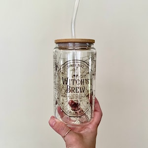 Hexengebräu Coffee Co Frostglas / Vintage Halloween Bierdosenglas / Geschenk für Sie / Spinnennetz Becher / Eiskaffee-Liebhaber