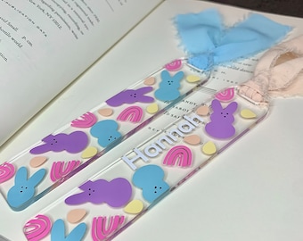 Bookmark for book lover / Custom acrylic bookmark / Spring Peeps Bookmark / Personalized Easter Basket Gift / Gift for Her / Idea for reader