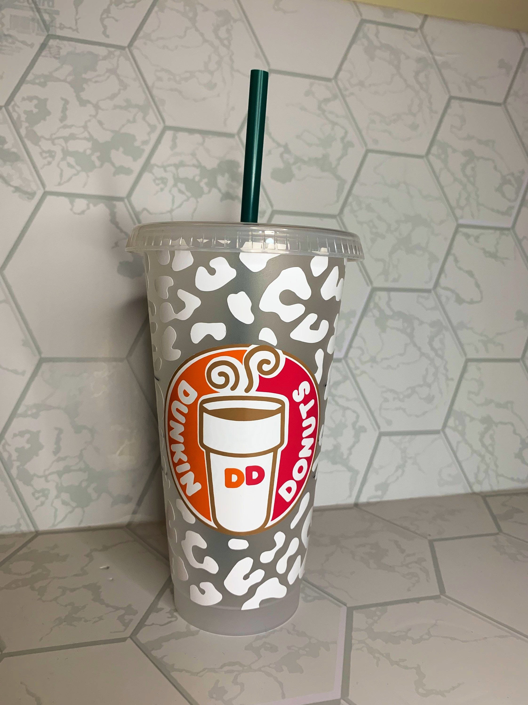 Dunkin Donuts Reusable Cold Cup / Leopard Print Custom Cup / Etsy