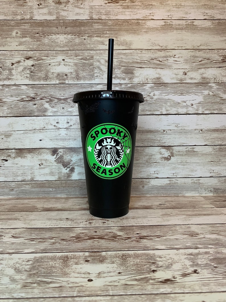 Bat Print Spooky Cold Cup / Halloween Personalized Tumbler / Best Friend Gift / Halloween Lover / Spooky Season Hot Cup / Glow in Dark Cup / 
