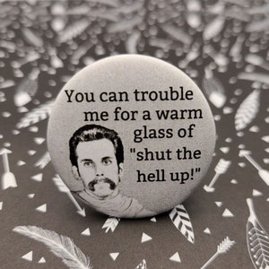 Shut the Hell Up 1.5" Pinback Button Badge or Magnet, Happy Gilmore, Movie Quotes, Ben Stiller