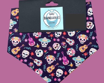 Sugar skulls Slip-on the collar dog bandana, cat bandana, Halloween