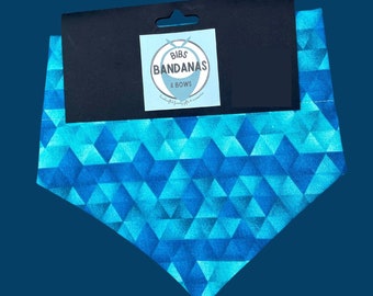 Blue diamond print Slip-on the collar dog bandana, cat bandana