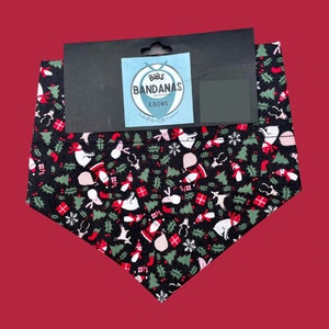 Christmas Slip-on the collar dog bandana, cat bandana, mini Santa Claus and trees, holiday, winter, x-mas, xmas