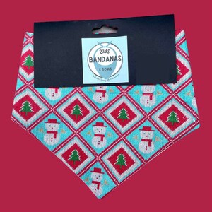 Christmas sweater print Slip-on the collar dog bandana, cat bandana, holiday, winter, x-mas, xmas, snowman image 1