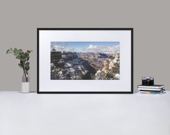 Winter Grand Canyon Framed Poster, Snowy National Park Landscape