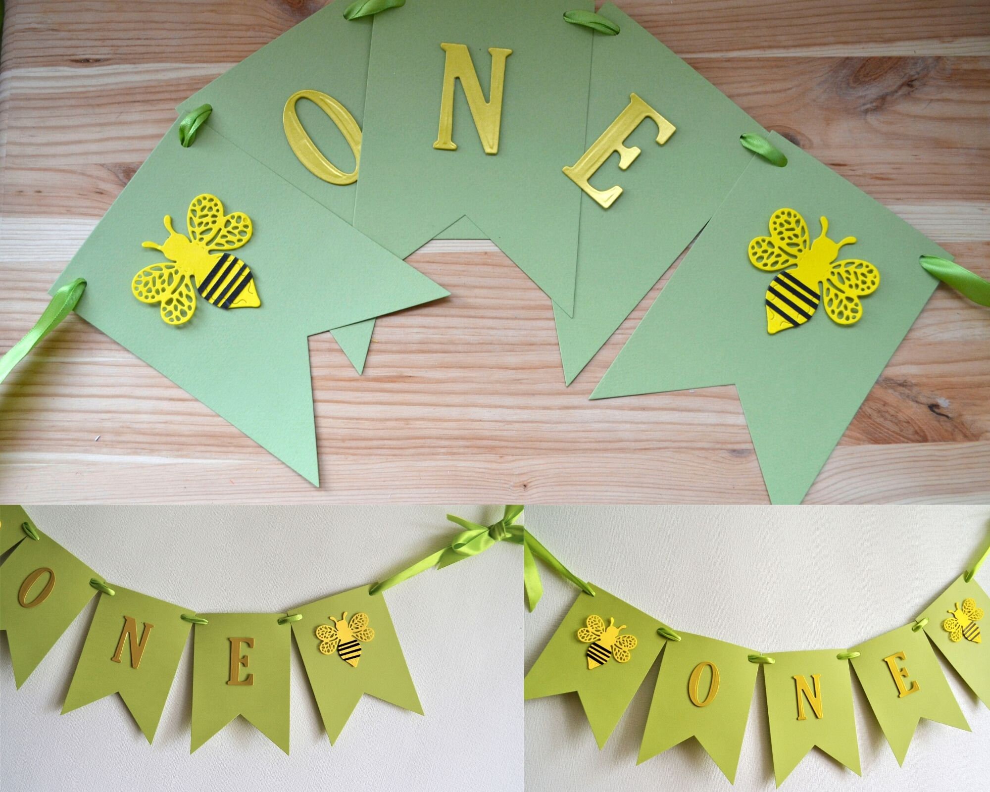 Bee birthday banner Bumble Bee Baby shower decorations First | Etsy